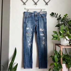 Pilcro Slim-Boyfriend Floral Patch Jeans